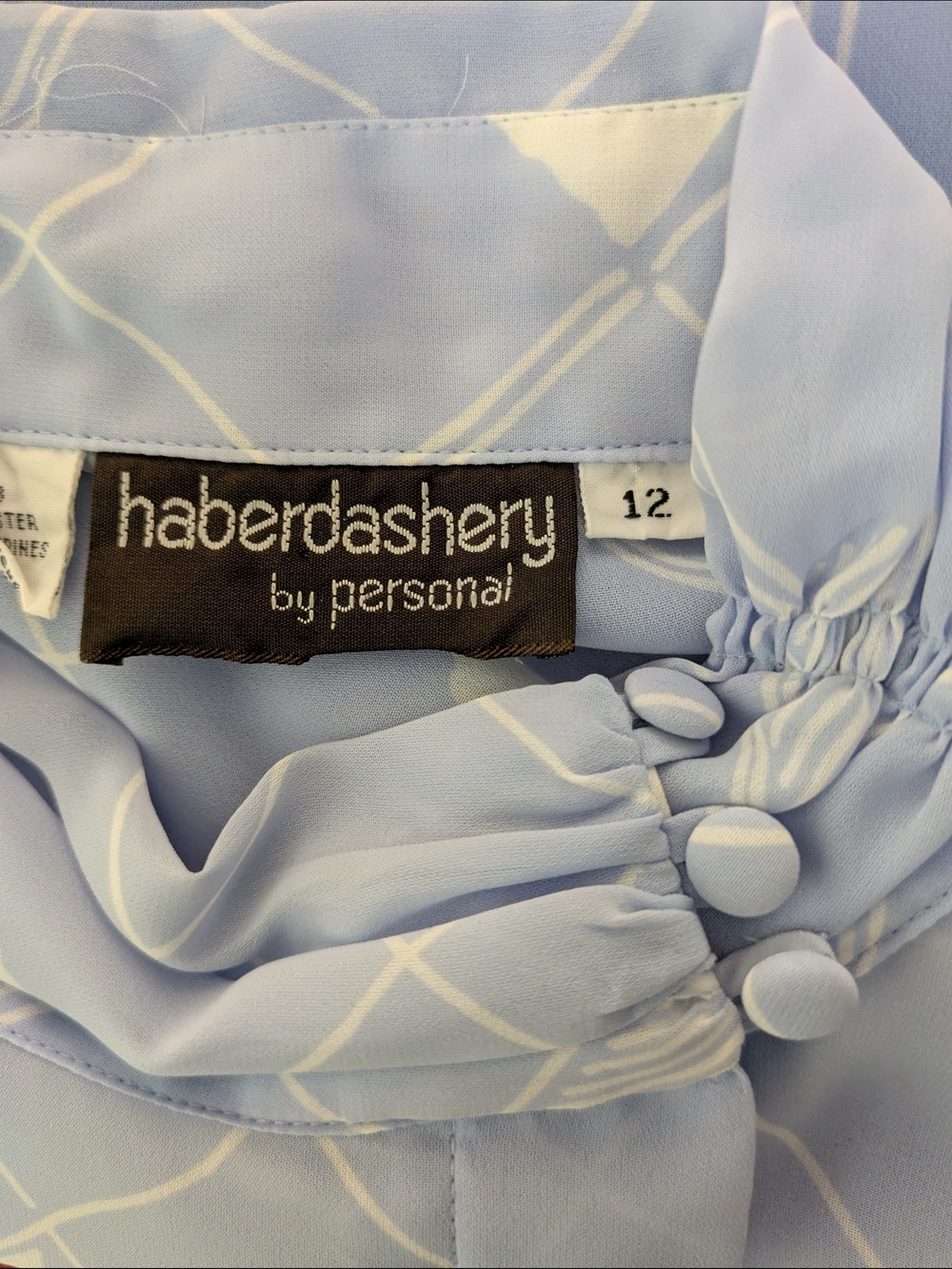 Vintage 80s Haberdashery by Personal Light Blue Button-Accent Blouse